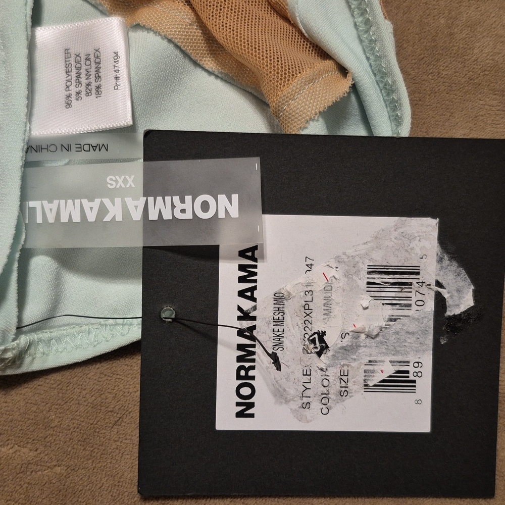 nwt NORMA KAMALI Snake Mesh Seafoam One Piece XXS Pastel Mint Green Swimsuit new - Picture 12 of 13